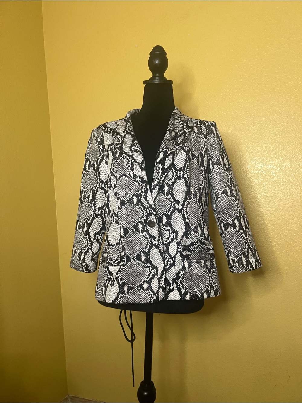 Snake Print Tailored Blazer Jacket in Black & White